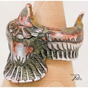 Eagle Ring Patina Finish Adjustable Tribal Bird Wings Statement Gift Men Women